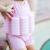 Konfidence - Costum inot copii cu sistem de flotabilitate ajustabil pink stripe 4-5 ani